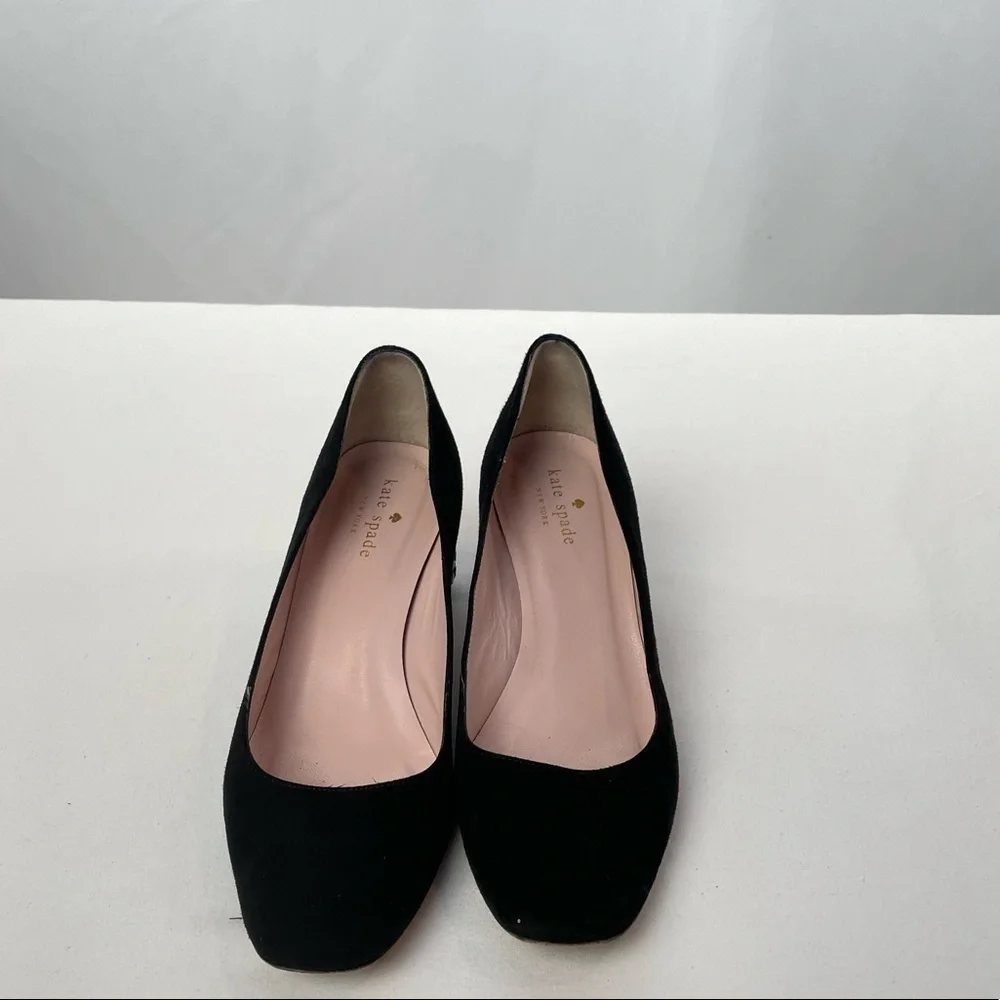 Kate Spade Point Toe Suede Chunky Heel in Black‎ Size 8